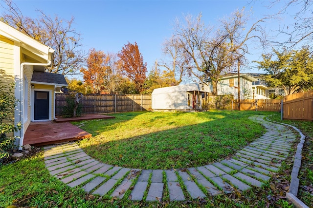 view of yard with a deck