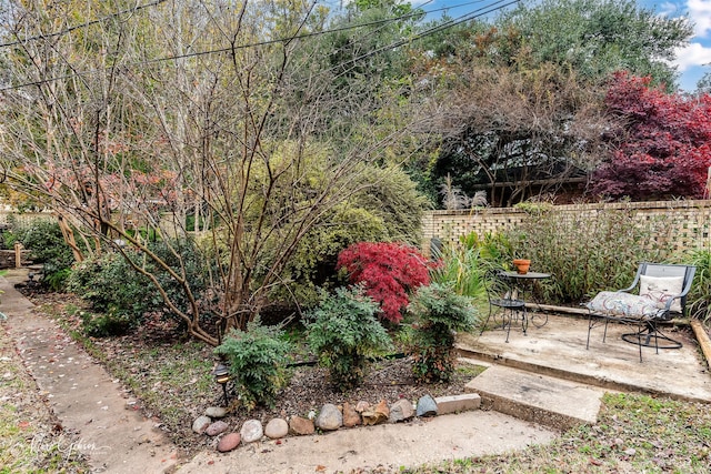 view of yard featuring a patio area and fence