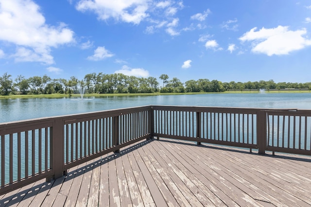 dock area with a deck with water view