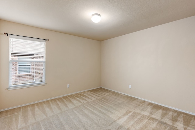 empty room featuring light colored carpet and a textured ceiling