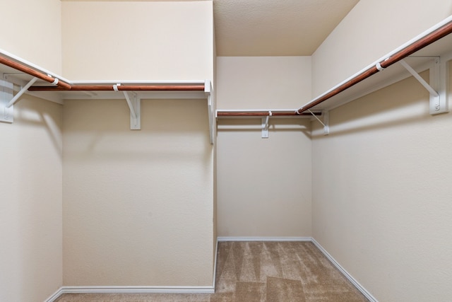 spacious closet with light colored carpet