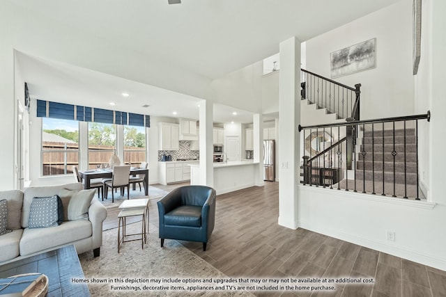 living room with light hardwood / wood-style floors