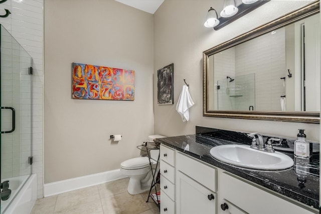 bathroom featuring tile patterned flooring, vanity, and toilet