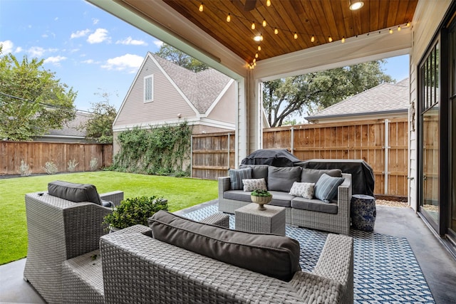 view of patio / terrace featuring an outdoor hangout area