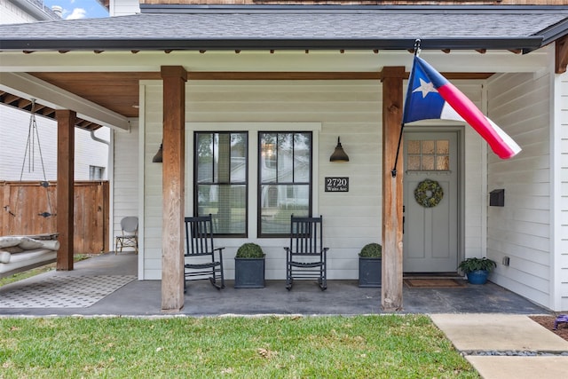 entrance to property with a patio