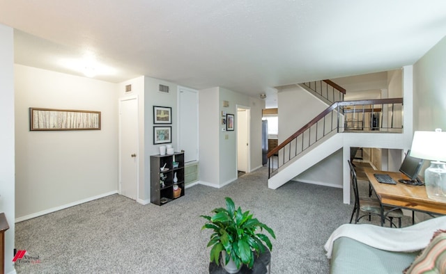 living room featuring carpet