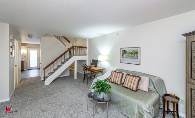 living room featuring carpet flooring