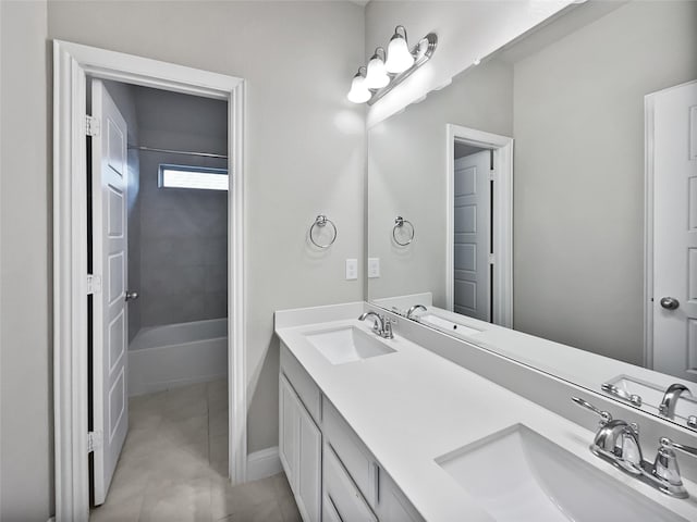 bathroom featuring shower / bathing tub combination and vanity