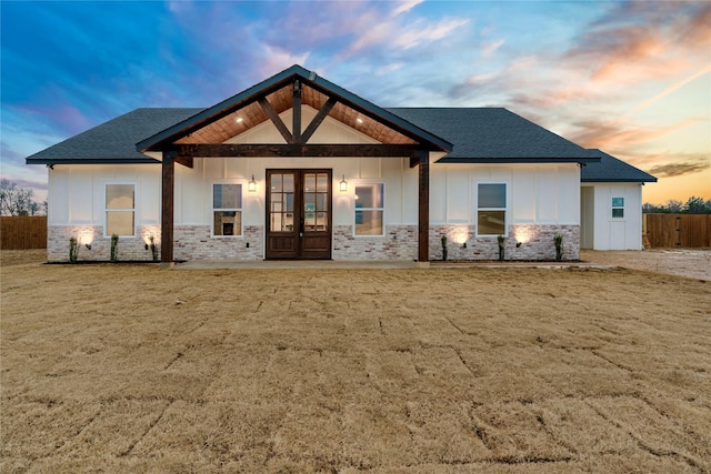 view of front of home featuring french doors