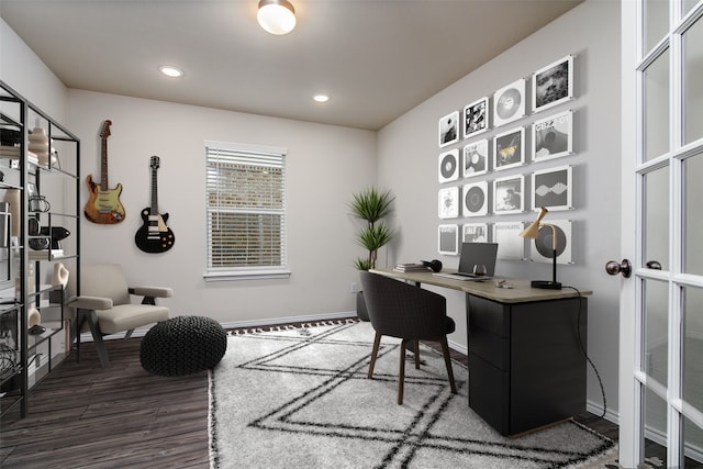 office featuring dark hardwood / wood-style floors