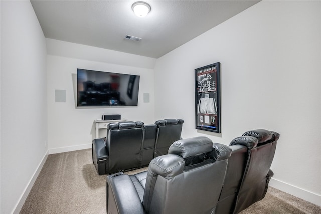 home theater featuring carpet floors