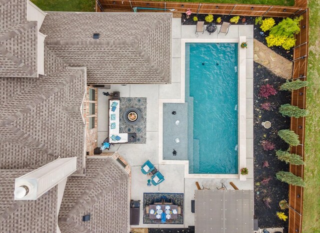 view of swimming pool with a gazebo and an outdoor living space