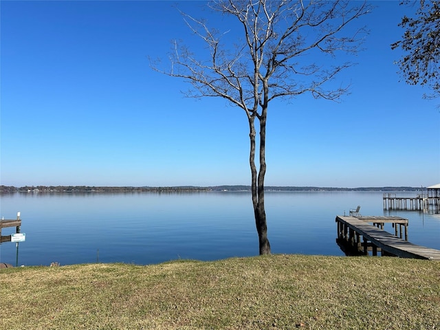 view of dock featuring a water view