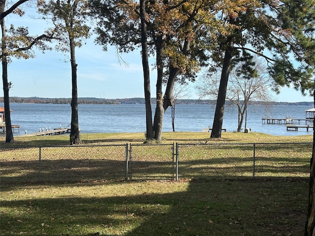 property view of water featuring a dock