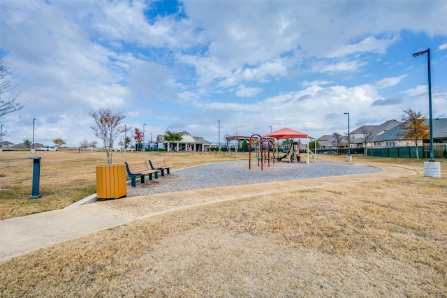 view of play area with a lawn