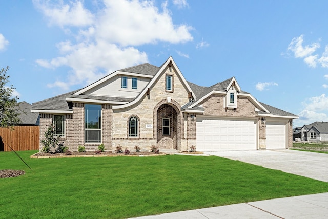 806 Willowbanks Dr, Josephine, TX 75173 - view of front facade with driveway, brick siding, a garage, stone siding, and a shingled roof