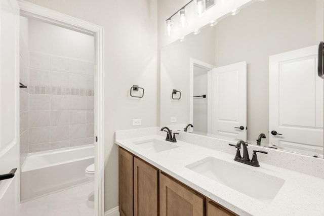 806 Willowbanks Dr, Josephine, TX 75173 - bathroom with toilet, double vanity, and washtub / shower combination