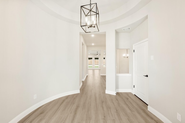 806 Willowbanks Dr, Josephine, TX 75173 - hallway featuring a chandelier, light wood finished floors, baseboards, and recessed lighting