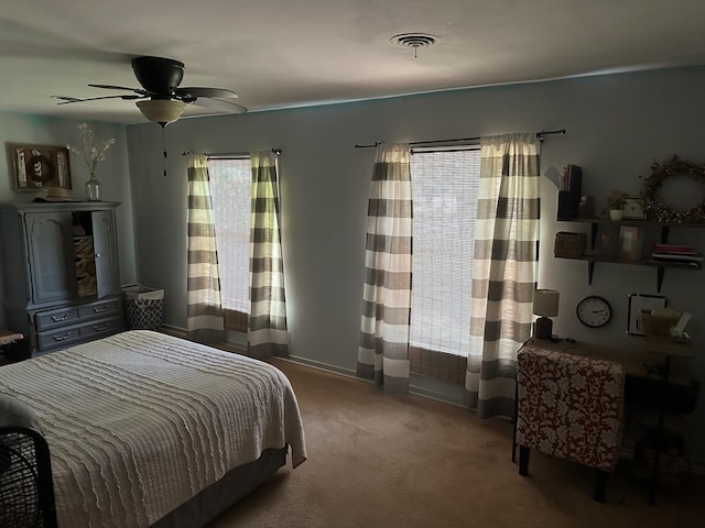 bedroom with carpet and ceiling fan