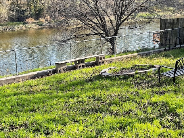 view of home's community with a water view