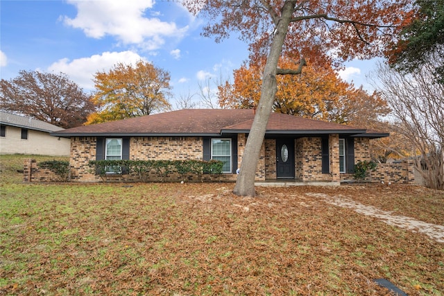 ranch-style house featuring a front yard