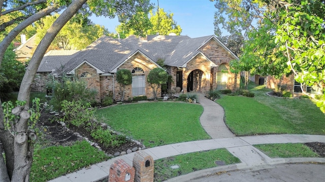 view of front facade featuring a front yard