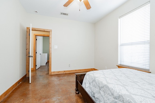 bedroom featuring ceiling fan