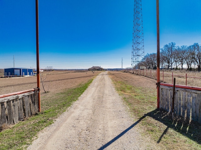 view of road with a rural view