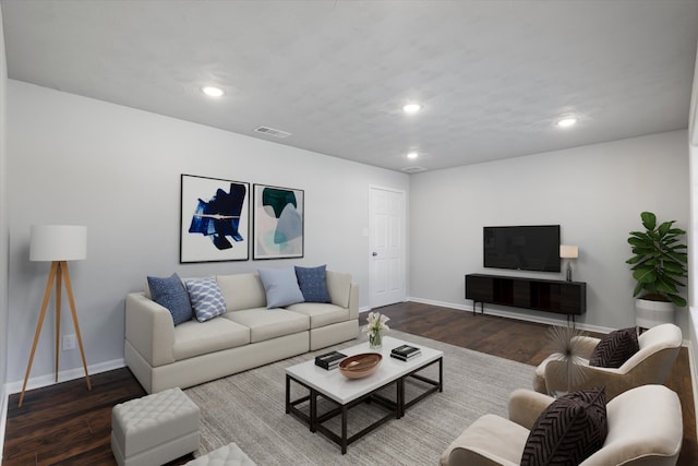 living room with wood-type flooring