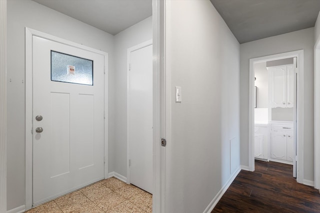 entrance foyer with dark hardwood / wood-style flooring