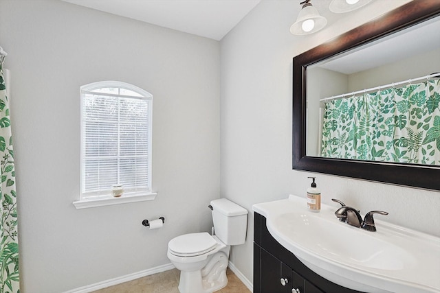 13324 Padre Ave, Fort Worth, TX 76244 - bathroom with vanity, toilet, baseboards, and a shower with curtain