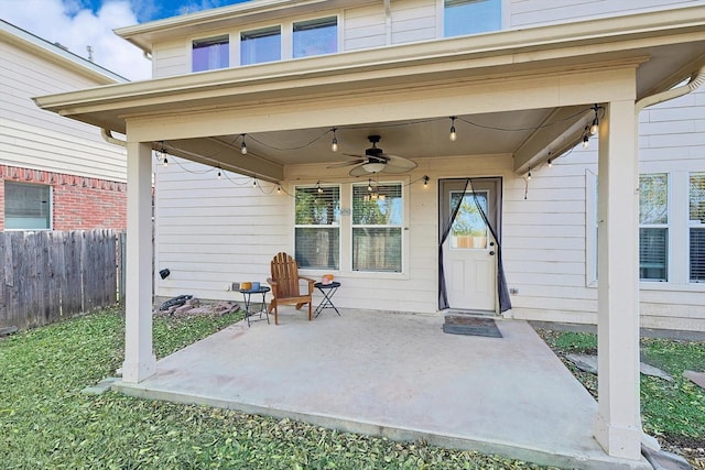 view of patio with ceiling fan