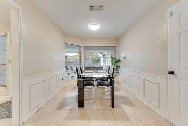 view of tiled dining space