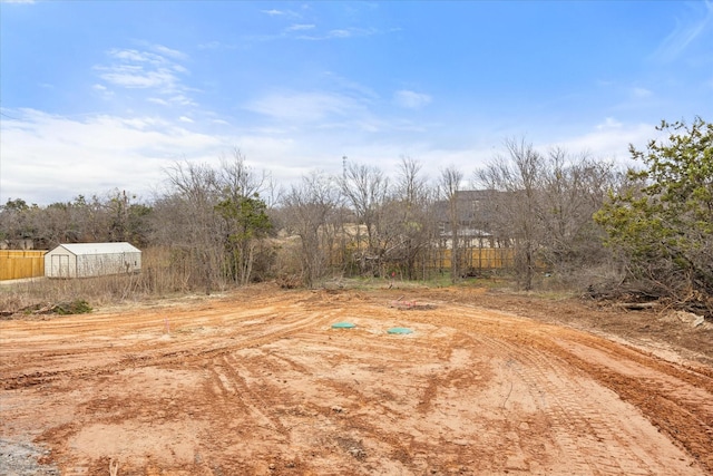 view of yard with a shed