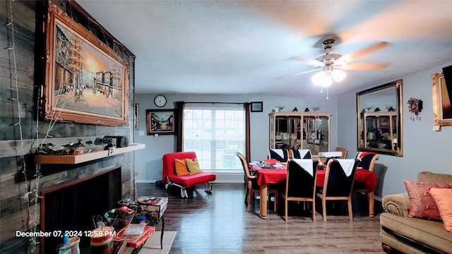 dining room featuring hardwood / wood-style floors and ceiling fan