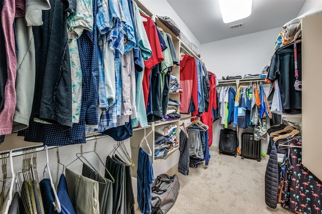 walk in closet with carpet floors