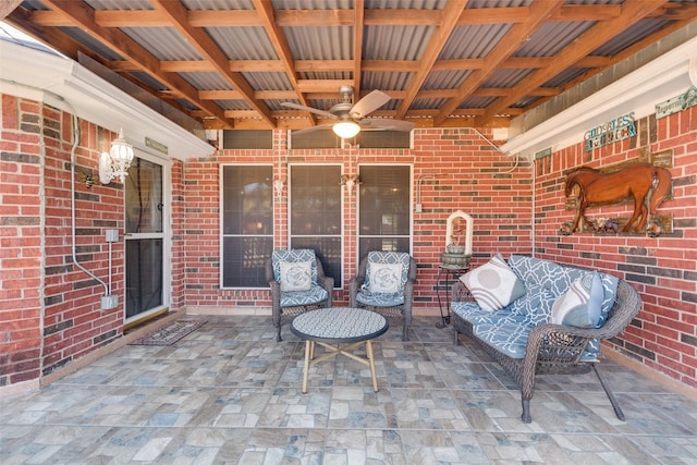 view of patio with ceiling fan