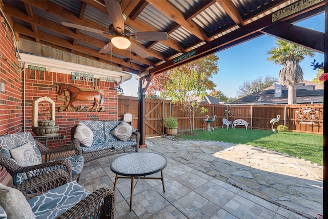 view of patio / terrace with ceiling fan