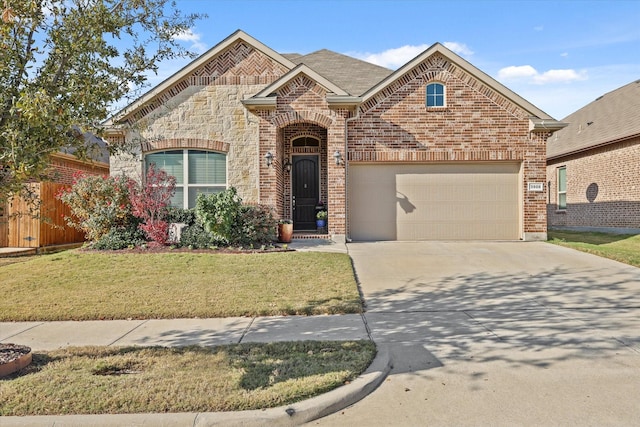 front of property featuring a garage and a front lawn