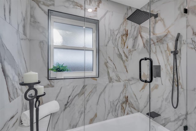 bathroom with tile walls