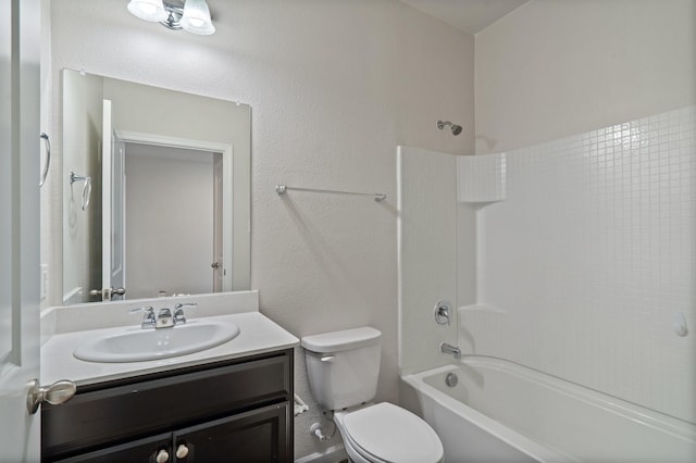 full bathroom featuring vanity, toilet, and shower / washtub combination