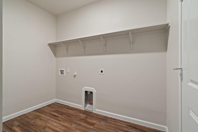 laundry room with hookup for a washing machine, dark hardwood / wood-style flooring, gas dryer hookup, and electric dryer hookup