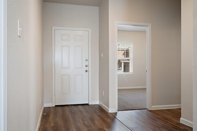 entrance foyer featuring dark wood-type flooring