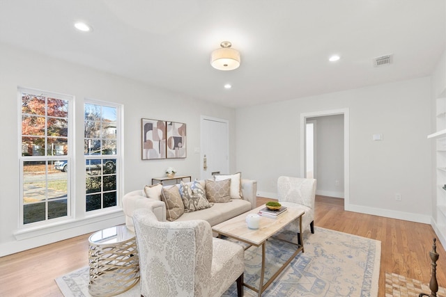 living room featuring light hardwood / wood-style floors