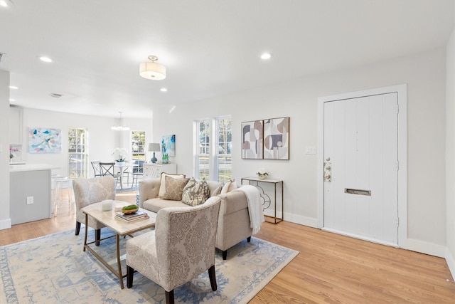 living room featuring light hardwood / wood-style floors