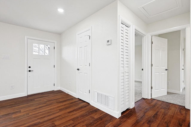 foyer featuring dark wood-type flooring