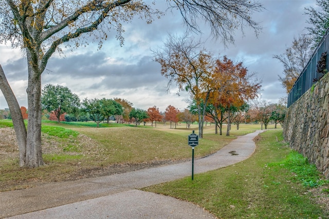 view of home's community with a lawn