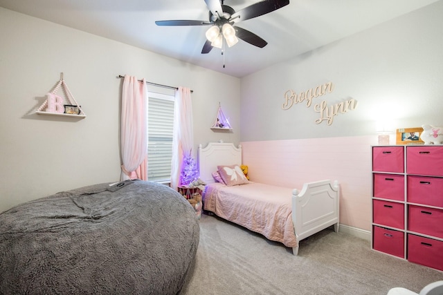 bedroom with carpet and ceiling fan