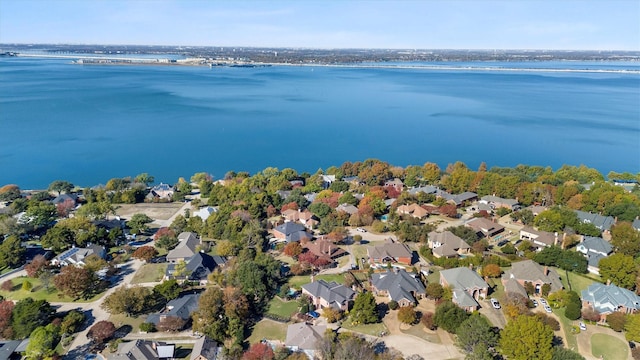 aerial view with a residential view and a water view