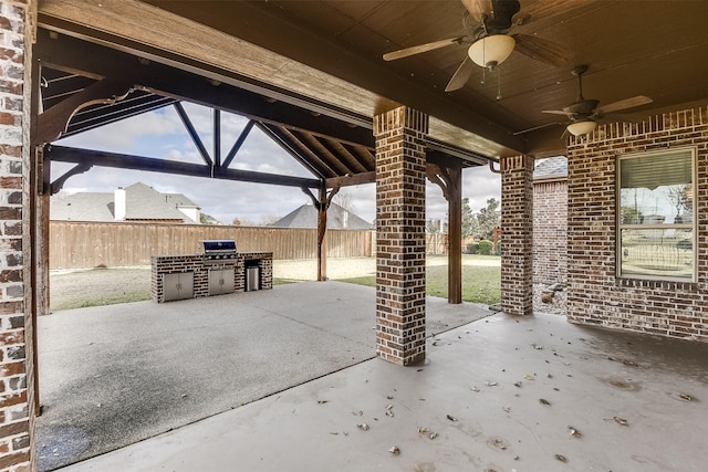 view of patio with ceiling fan